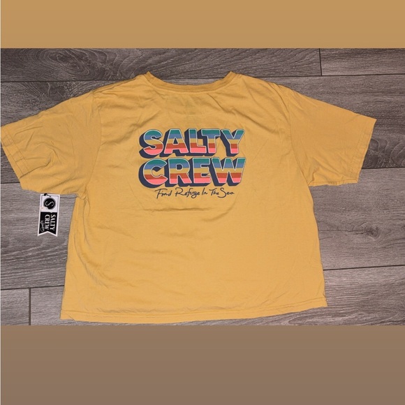 Salty Crew Size Small Summertime Crop Tee Shirt New W Tags Gold - Picture 1 of 6